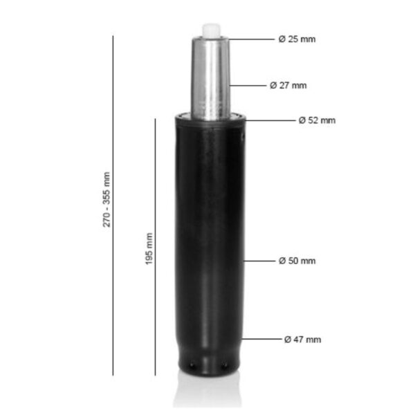 Gaslift, Medium 27-35,5 cm - Svart, krom & vit - Bild 4